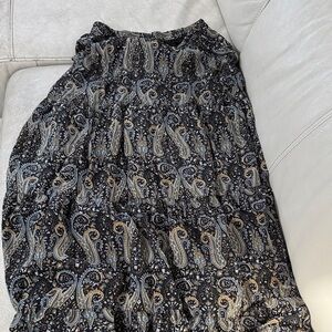 Tolani Black and Gray Paisley Maxi Skirt